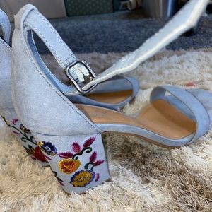 powder blue floral heels